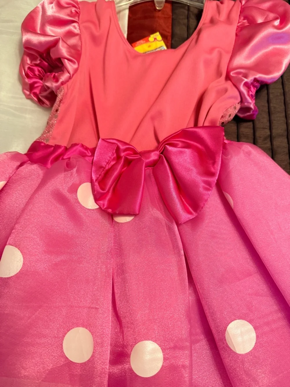Disney Store Minnie Mouse Costume Dress Girls 4T Pink Polka Dot w/ Gloves - Picture 4 of 5